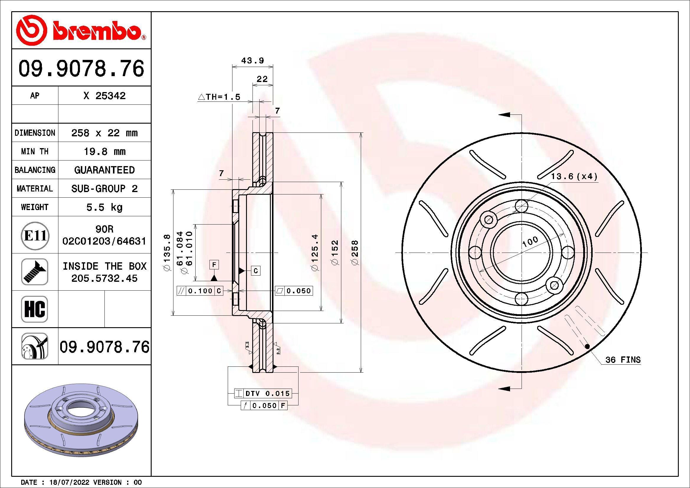 Disc frana BREMBO 09.9078.76