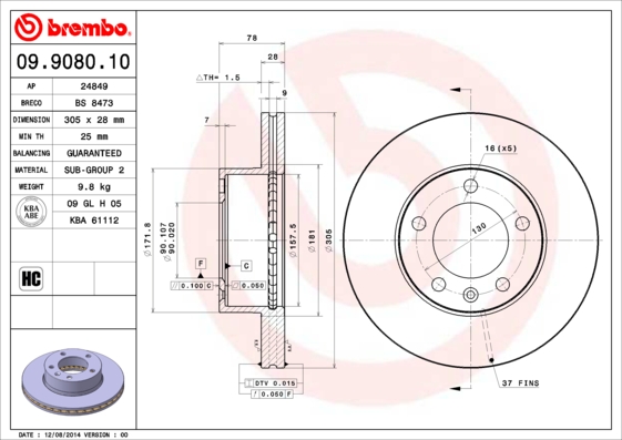 Disc frana BREMBO 09.9080.10