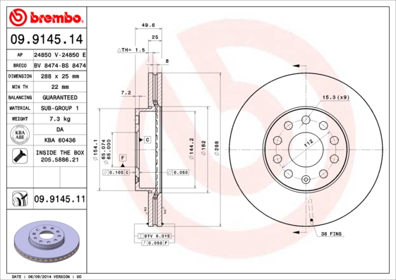Disc frana BREMBO 09.9145.11