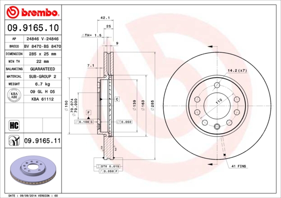 Disc frana BREMBO 09.9165.10