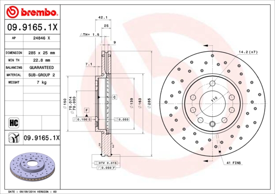 Disc frana BREMBO 09.9165.1X