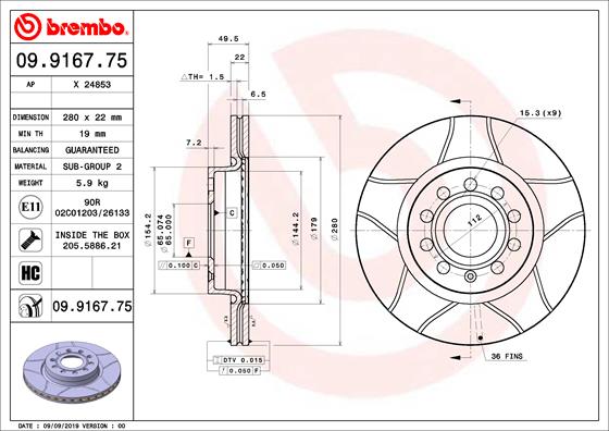 Disc frana BREMBO 09.9167.75