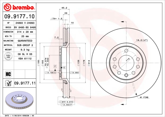 Disc frana BREMBO 09.9177.11