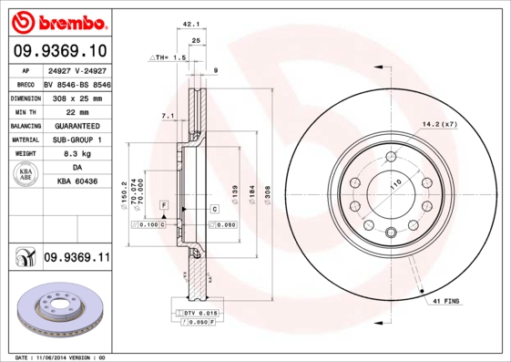 Disc frana BREMBO 09.9369.10