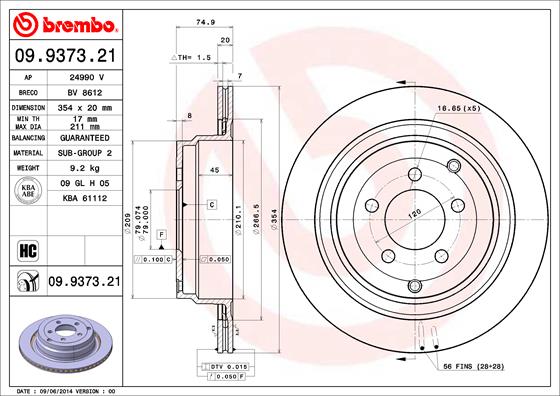 Disc frana BREMBO 09.9373.21
