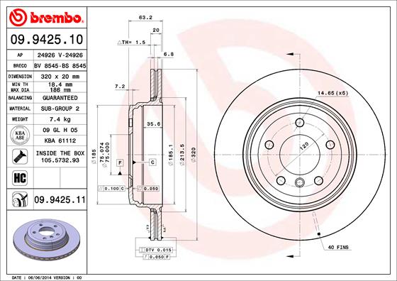 Disc frana BREMBO 09.9425.11