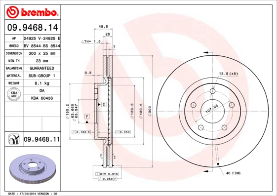 Disc frana BREMBO 09.9468.11