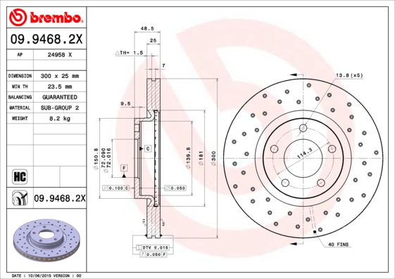 Disc frana BREMBO 09.9468.2X