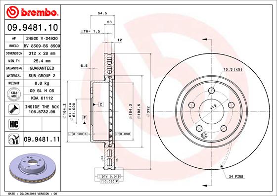 Disc frana BREMBO 09.9481.11