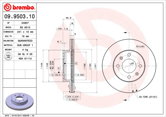 Disc frana BREMBO 09.9503.10