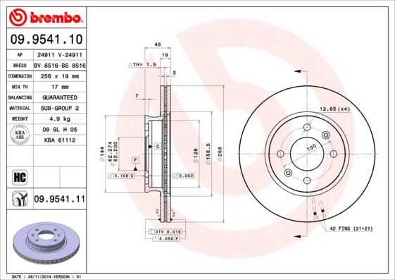 Disc frana BREMBO 09.9541.11