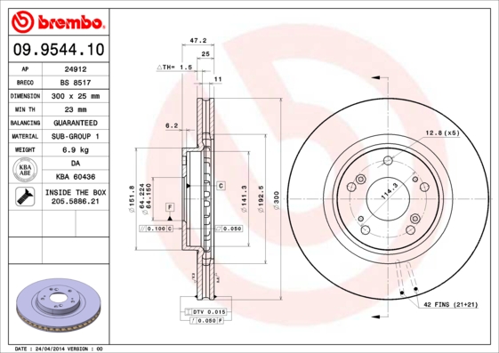 Disc frana BREMBO 09.9544.11
