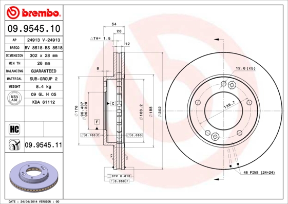 Disc frana BREMBO 09.9545.10