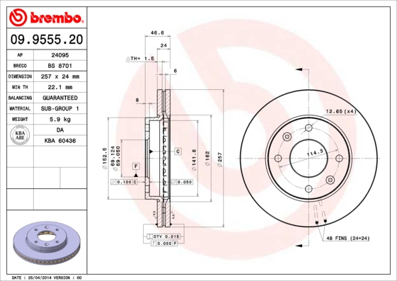 Disc frana BREMBO 09.9555.20