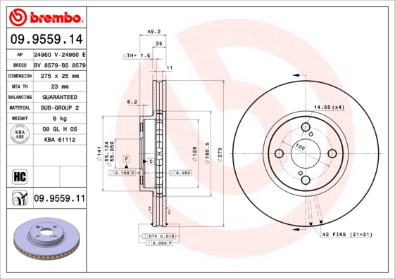 Disc frana BREMBO 09.9559.11
