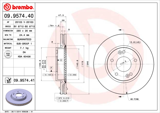 Disc frana BREMBO 09.9574.40