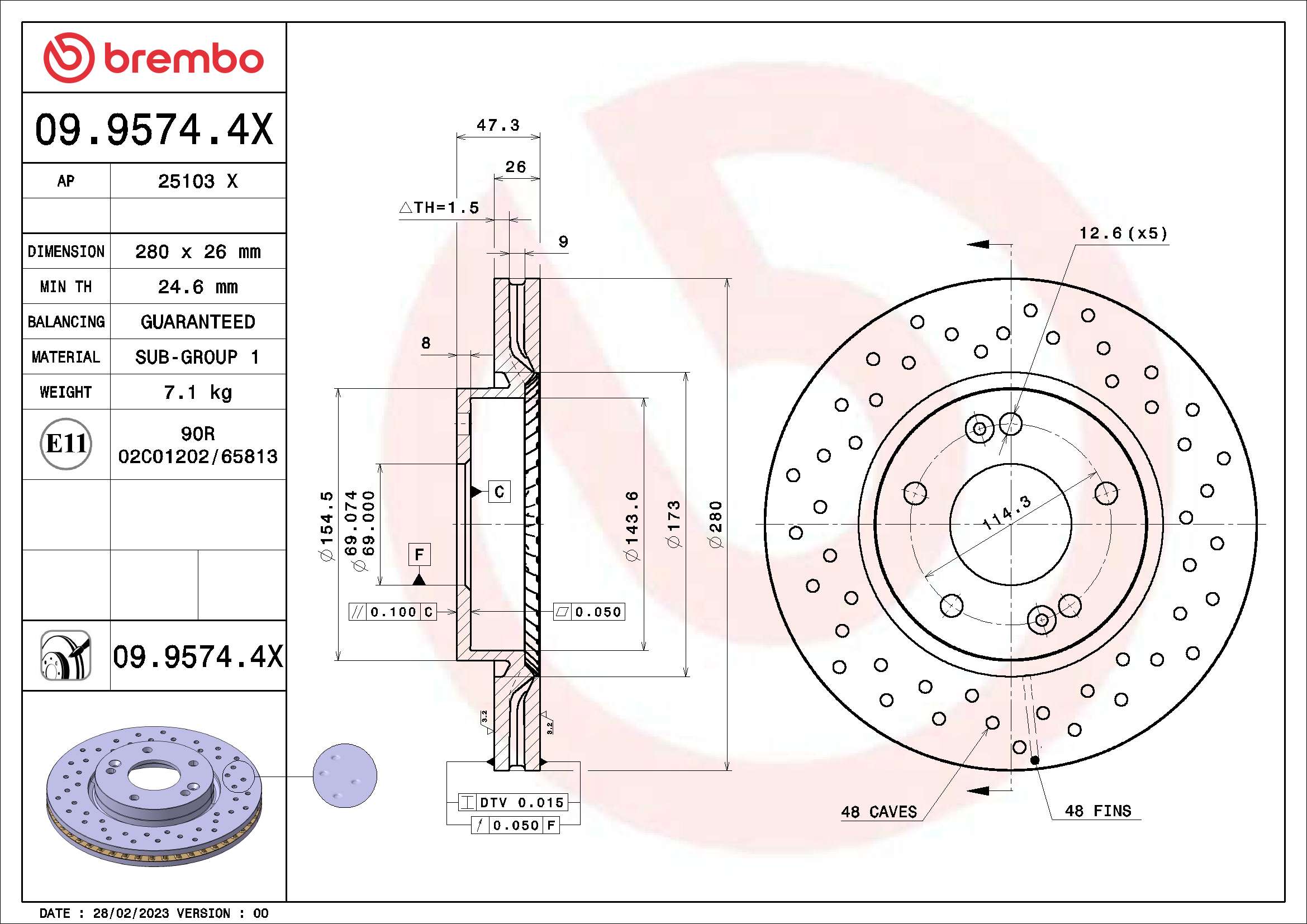 Disc frana BREMBO 09.9574.4X