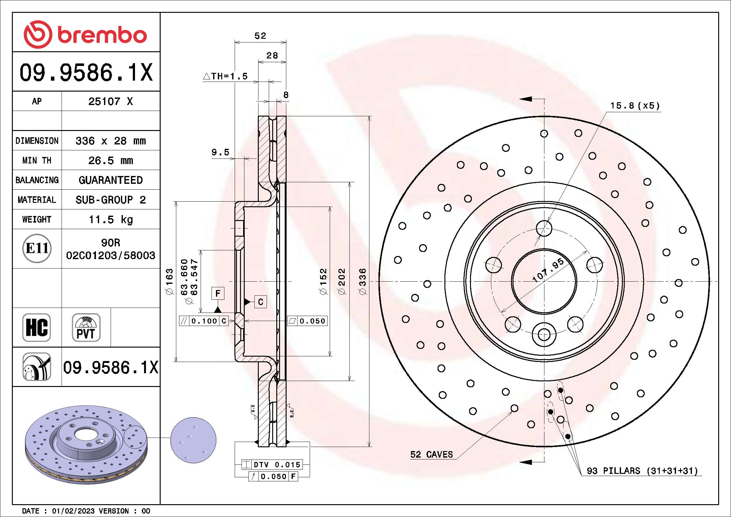 Disc frana BREMBO 09.9586.1X