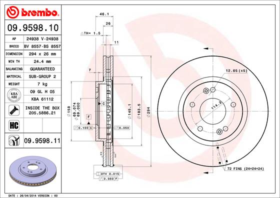 Disc frana BREMBO 09.9598.11
