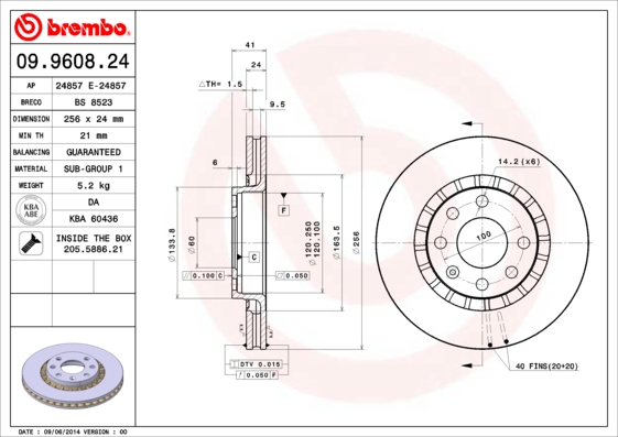Disc frana BREMBO 09.9608.24