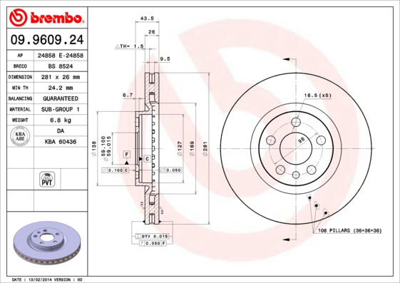 Disc frana BREMBO 09.9609.24