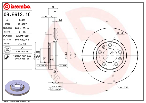 Disc frana BREMBO 09.9612.10