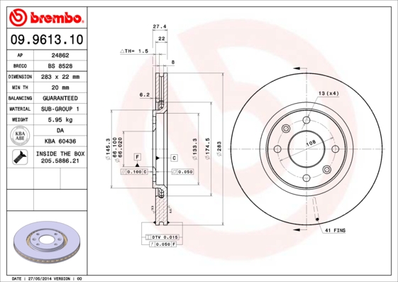 Disc frana BREMBO 09.9613.10