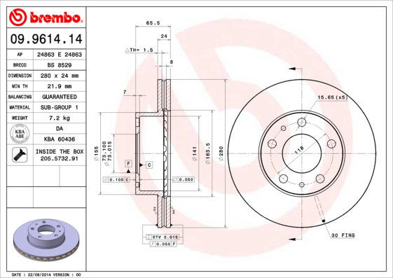 Disc frana BREMBO 09.9614.14