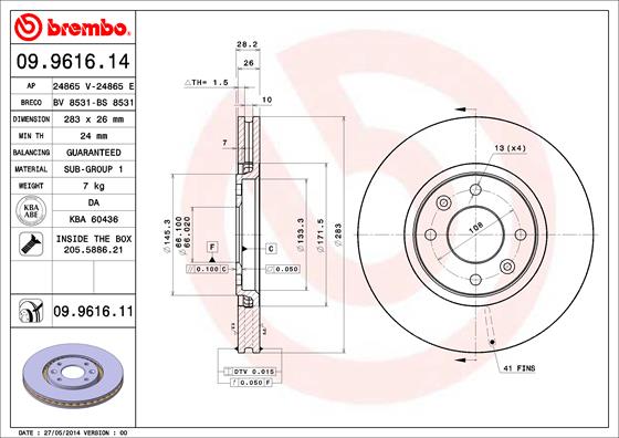 Disc frana BREMBO 09.9616.11