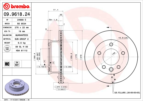 Disc frana BREMBO 09.9618.24
