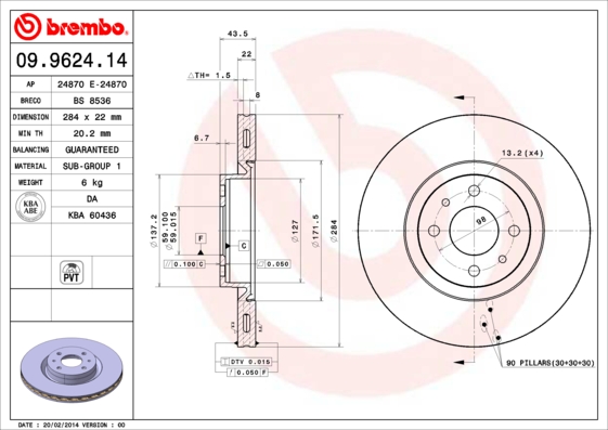Disc frana BREMBO 09.9624.14