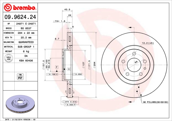 Disc frana BREMBO 09.9624.24