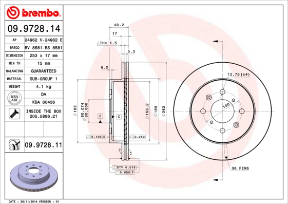 Disc frana BREMBO 09.9728.11