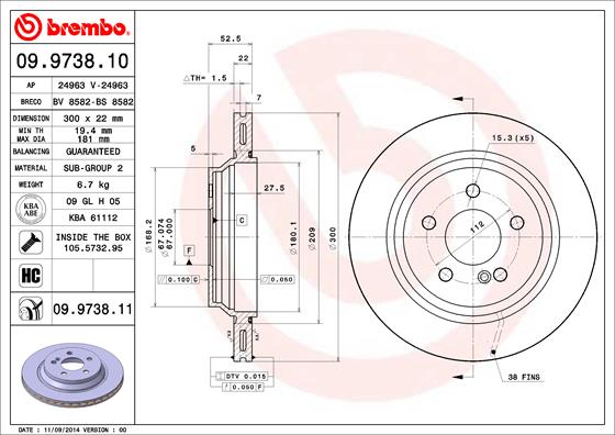 Disc frana BREMBO 09.9738.11
