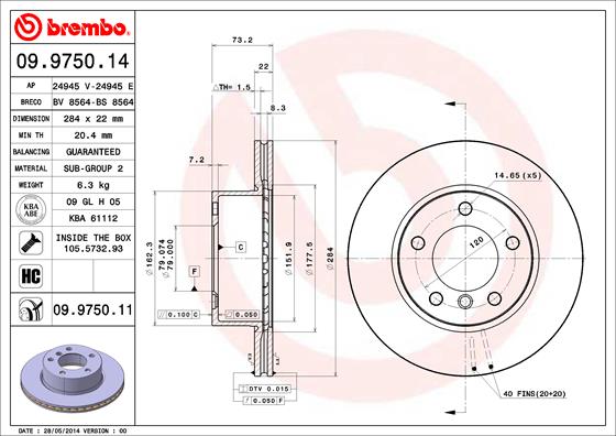 Disc frana BREMBO 09.9750.11