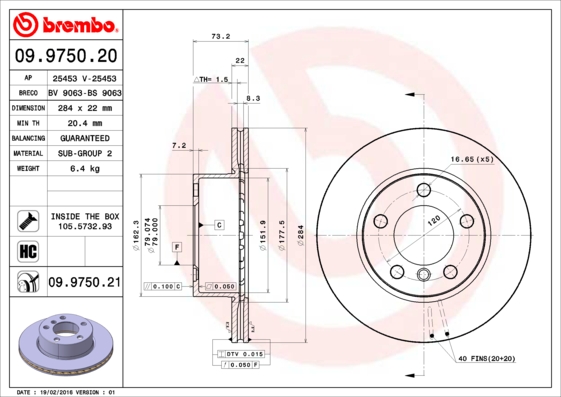 Disc frana BREMBO 09.9750.21