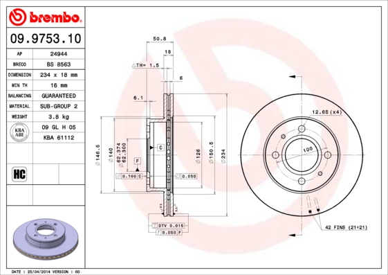 Disc frana BREMBO 09.9753.10