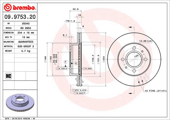 Disc frana BREMBO 09.9753.21