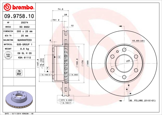 Disc frana BREMBO 09.9758.10