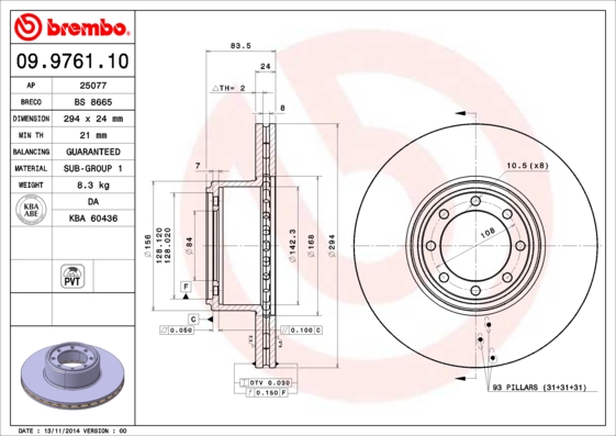 Disc frana BREMBO 09.9761.10