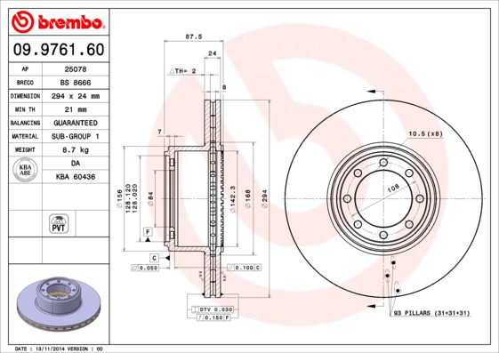 Disc frana BREMBO 09.9761.60