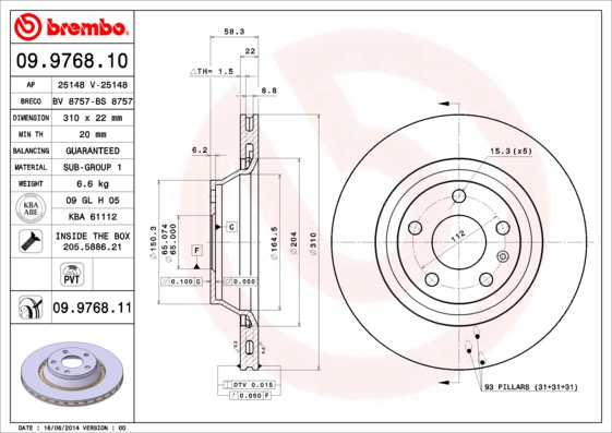 Disc frana BREMBO 09.9768.11