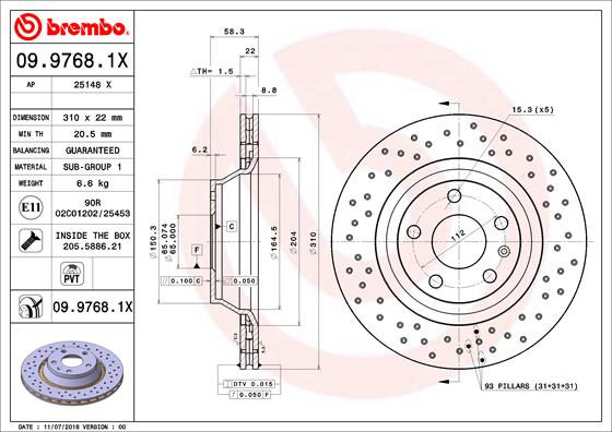 Disc frana BREMBO 09.9768.1X