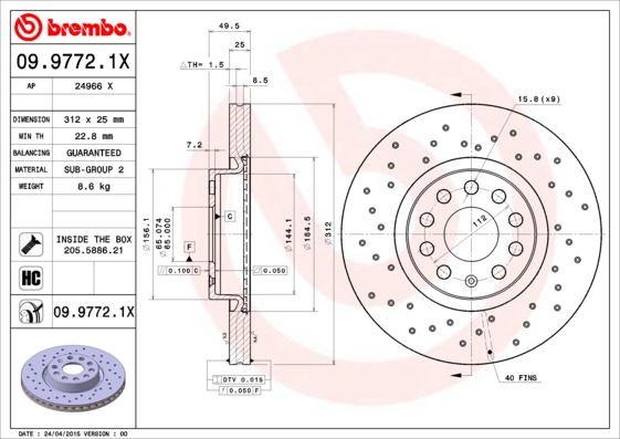 Disc frana BREMBO 09.9772.1X
