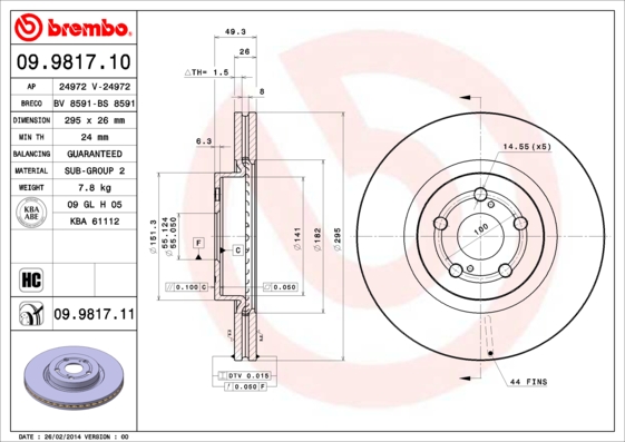 Disc frana BREMBO 09.9817.11