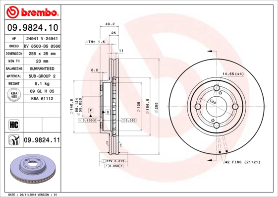 Disc frana BREMBO 09.9824.10