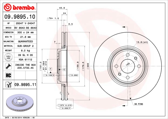Disc frana BREMBO 09.9895.10