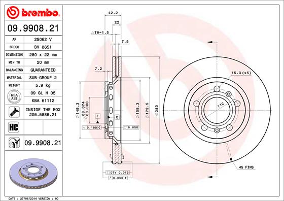 Disc frana BREMBO 09.9908.21