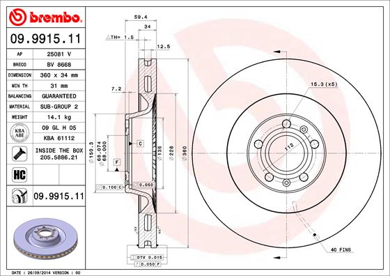 Disc frana BREMBO 09.9915.11