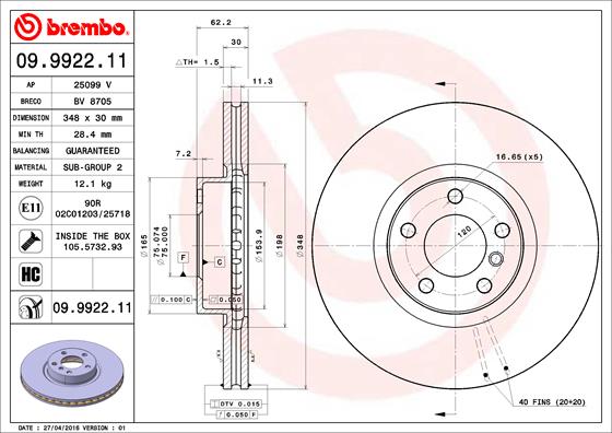 Disc frana BREMBO 09.9922.11